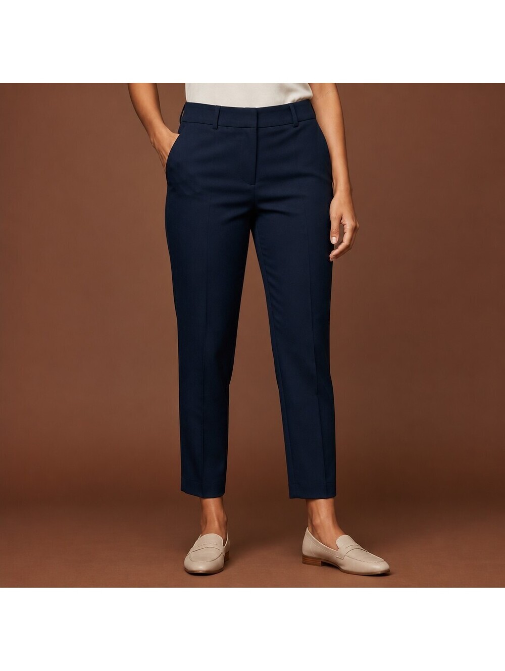 Ann Taylor Navy Blue Petite Dress Pants Cotton Blend Size 10P 10 Petite 3035
